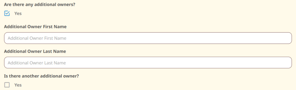 Registration form add owners