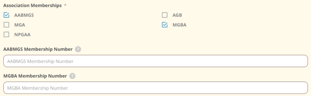 Registration form assoc members